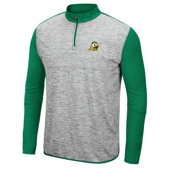 Men's Colosseum Heathered Gray/Green Oregon Ducks Prospect Quarter-Zip Jacket, S - Picture 1 of 7